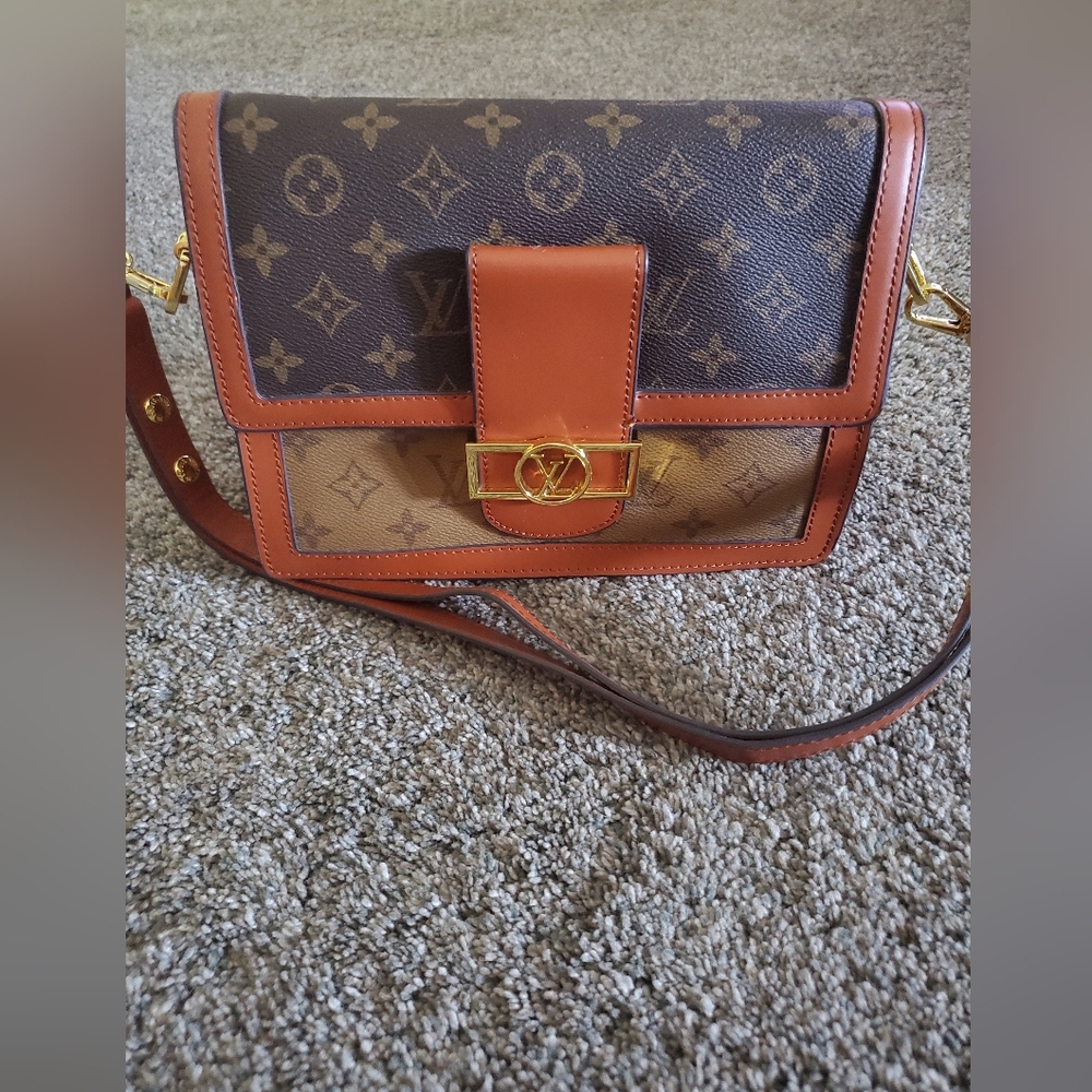 Reposhing Brown and Tan Designer Crossbody Bag